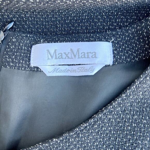 MaxMara Virgin Wool Tweed Sleeveless Shift Mini Dress Size 12 - Picture 5 of 11